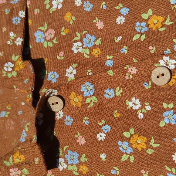 Oversized Button-Up Linen Shirt, "Livorno 2", Not Perfect Linen, M, Rustic Brown - Picture 5 of 16